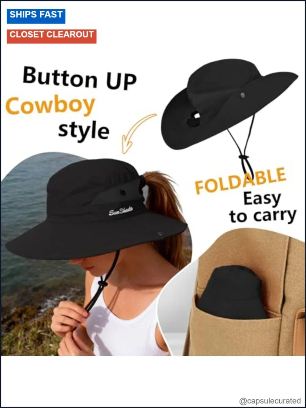 Women's Safari Sun Hat Wide Brim UV Protection Foldable Fishing Hat